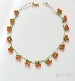 Collana fruttini fatta a mano con cristalli