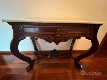 Consolle con piano di marmo e specchiera