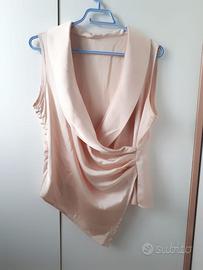 Top raso elegante sagomato con risvolto, nuovo