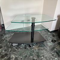 Carrello porta TV in vetro e metallo