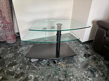 Carrello porta TV in vetro e metallo