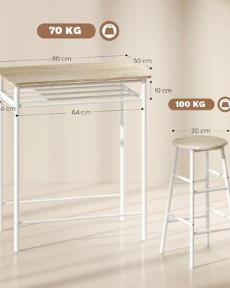 Set tavolino e 2 sgabelli
