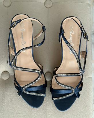 Sandali eleganti blu avio e argento