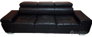 Divano 3 Posti in Pelle Nero Natuzzi