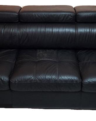 Divano 3 Posti in Pelle Nero Natuzzi