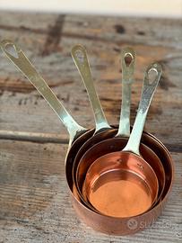 Set 4 mini casseruole in rame - manici in ottone