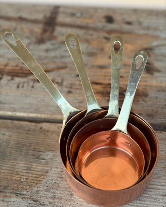 Set 4 mini casseruole in rame - manici in ottone