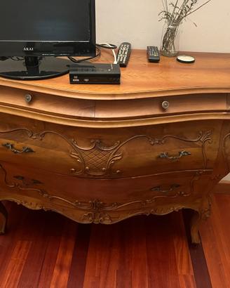 Cassettiera modernariato vintage legno intarsiato