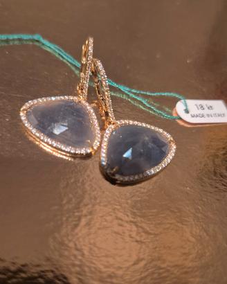 Orecchini a monachella oro 750 con zaffiro 