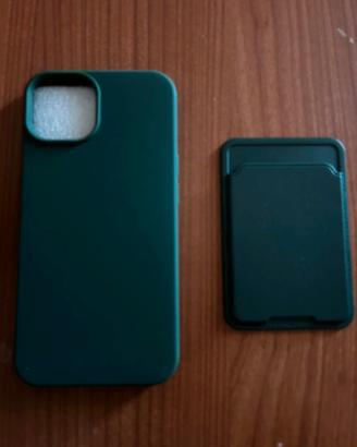 Cover iPhone 14 Verde Scuro + Portacarte adesivo