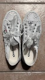 Sneakers Superga 36 bianche sposa/pizzo nuove