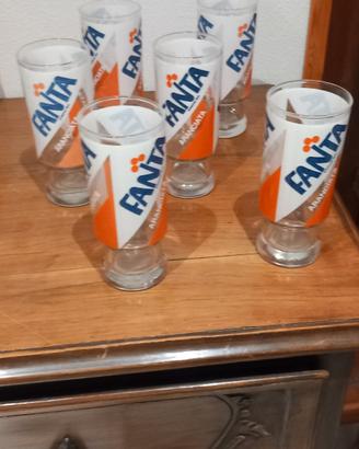 Set 6 Bicchieri Fanta Aranciata Vintage Originali 