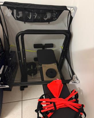 PANCA ADDOMINALI + ACCESSORI FITNESS – COME NUOVA