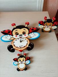 Orologio da muro legno + portapenne coordinato