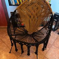 Poltrona macramè in cotone naturale caramello e ne