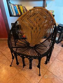 Poltrona macramè in cotone naturale caramello e ne