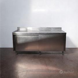 Tavolo armadiato in acciaio inox 180x70cm