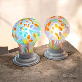Coppia Lampade Tavolo "Lampadina" Due P  anni 80