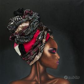 Dipinto di Donna con turbante tecnica mista