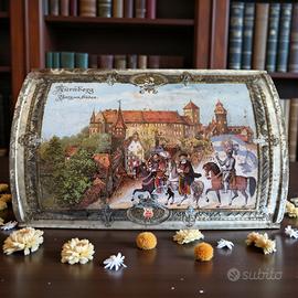 Grande biscottiera scatola latta vintage bauletto