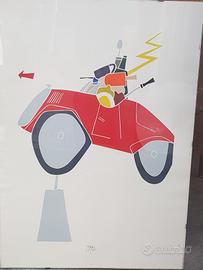 Emilio Tadini litografia anni 80 per Alfa Romeo