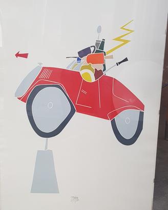 Emilio Tadini litografia anni 80 per Alfa Romeo