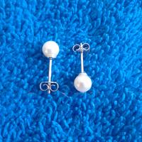 Orecchini oro bianco 18k con Perle naturali 4 m