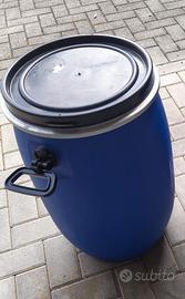 Fusto 60 litri blu con coperchio