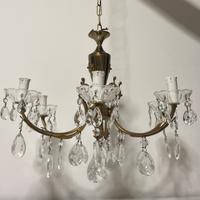 Lampadario cristallo e ottone