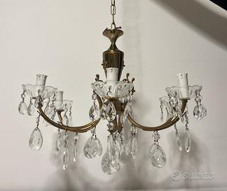 Lampadario cristallo e ottone