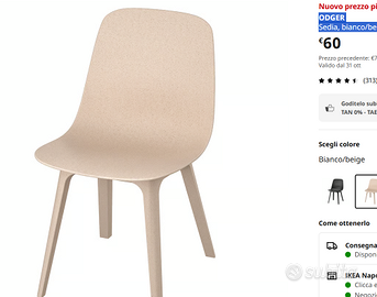 ODGER Sedia, bianco/beige
