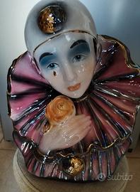 Busto Pierrot Arlecchino porcellana Capodimonte 
