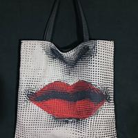 tote bag in tessuto vellutato stampato 