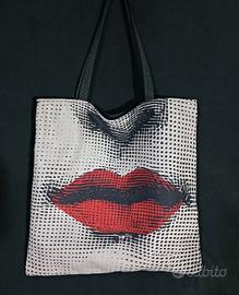 tote bag in tessuto vellutato stampato 