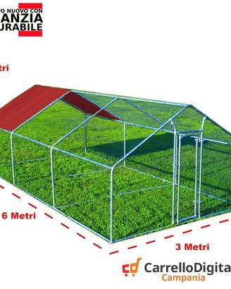 Gabbia Galline 3x6 m x h 2 m – 18 mq - rosso