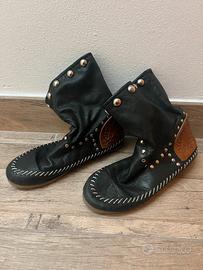 Stivali Indianini Pelle Nera e Marrone Tg 38