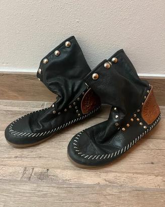 Stivali Indianini Pelle Nera e Marrone Tg 38