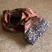 Borsa con fodera e pochette animalier