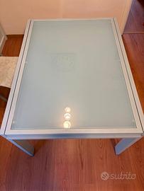 Tavolo acciaio laccato grigio e vetro temperato