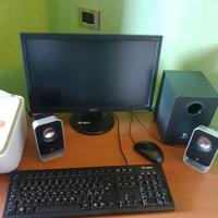 Computer con mouse+ casse audio con subwoofer
