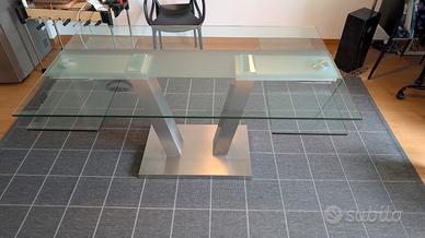 Tavolo Design STONES Vetro e Acciaio – Allungabile