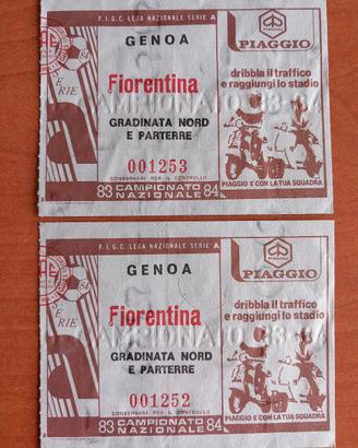 2 biglietti partita calcio Genoa-Fiorentina '83-84