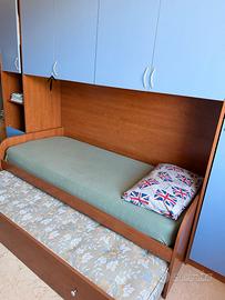 🛏️ Letto singolo con armadio integrato – completo
