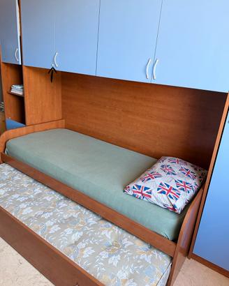 🛏️ Letto singolo con armadio integrato – completo