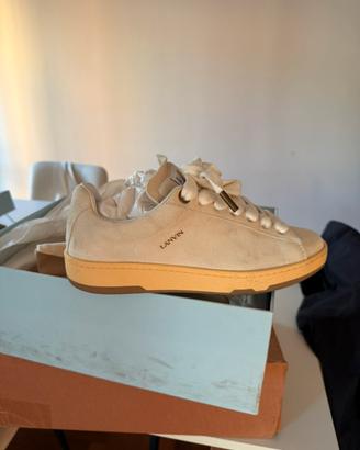 Lanvin Lite Curb Low in suede pelle bianca n.41