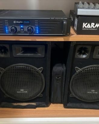 coppia di casse Malone e amplificatore Skytec 