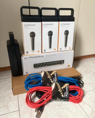 *VENDUTO* Set podcast 3 microfoni + scheda audio
