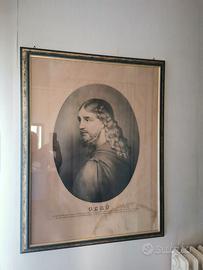 Antico ritratto di Gesù tecnica china su carta