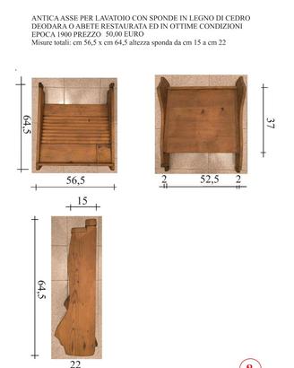 Asse lavatoio con sponde in cedro deodara/abete