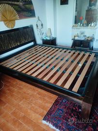 Letto etnico in teak con rete ortopedica 